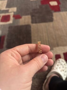 Gold Floral Openwork Band Ring - Women Jewelry